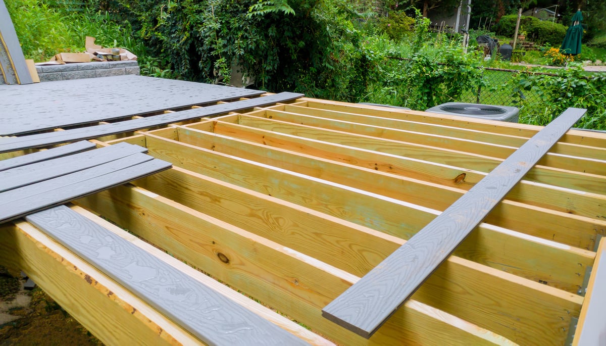 Installing Deck Boards with above Ground Deck, Patio Construction.